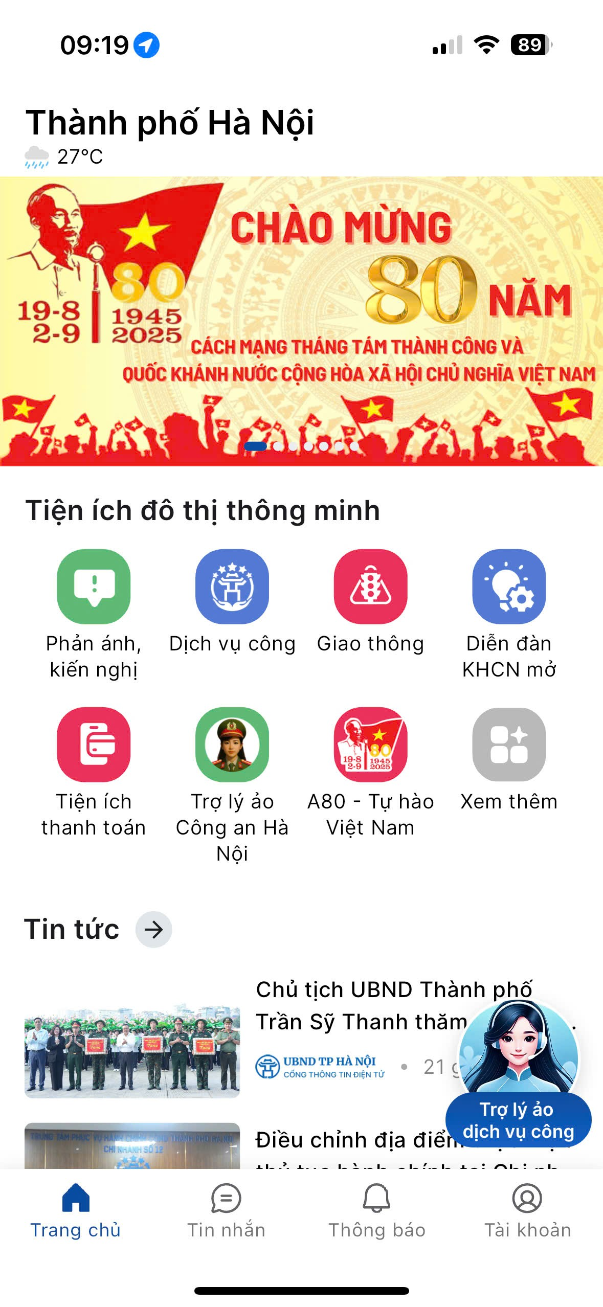 Chọn mục A80 trên ứng dụng iHanoi