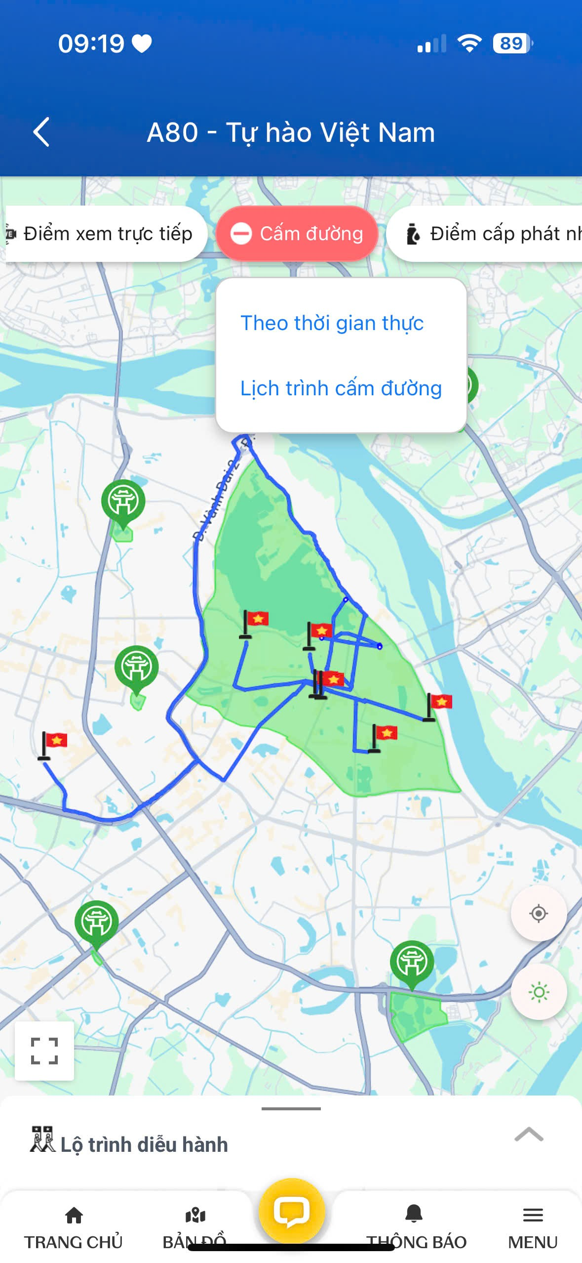 Cập nhật thông tin cấm đường theo thời gian thực
