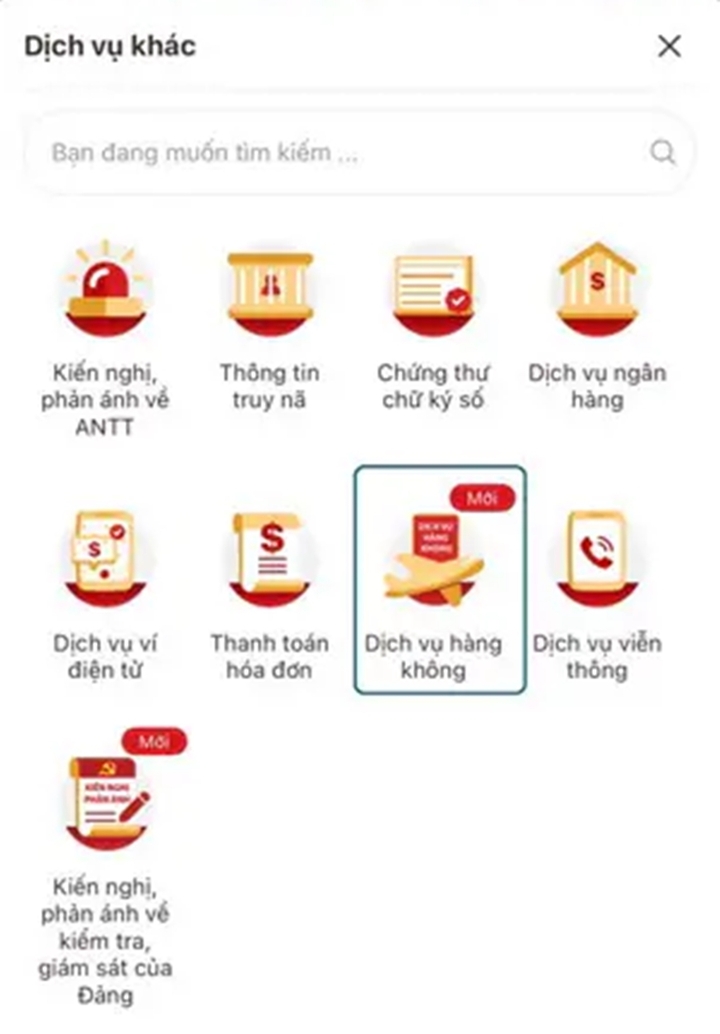 Lựa chọn hãng hàng không trên ứng dụng