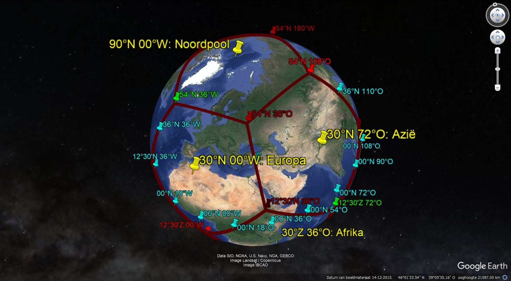 Khí hậu và ánh sáng trên Trái Đất dodecahedron