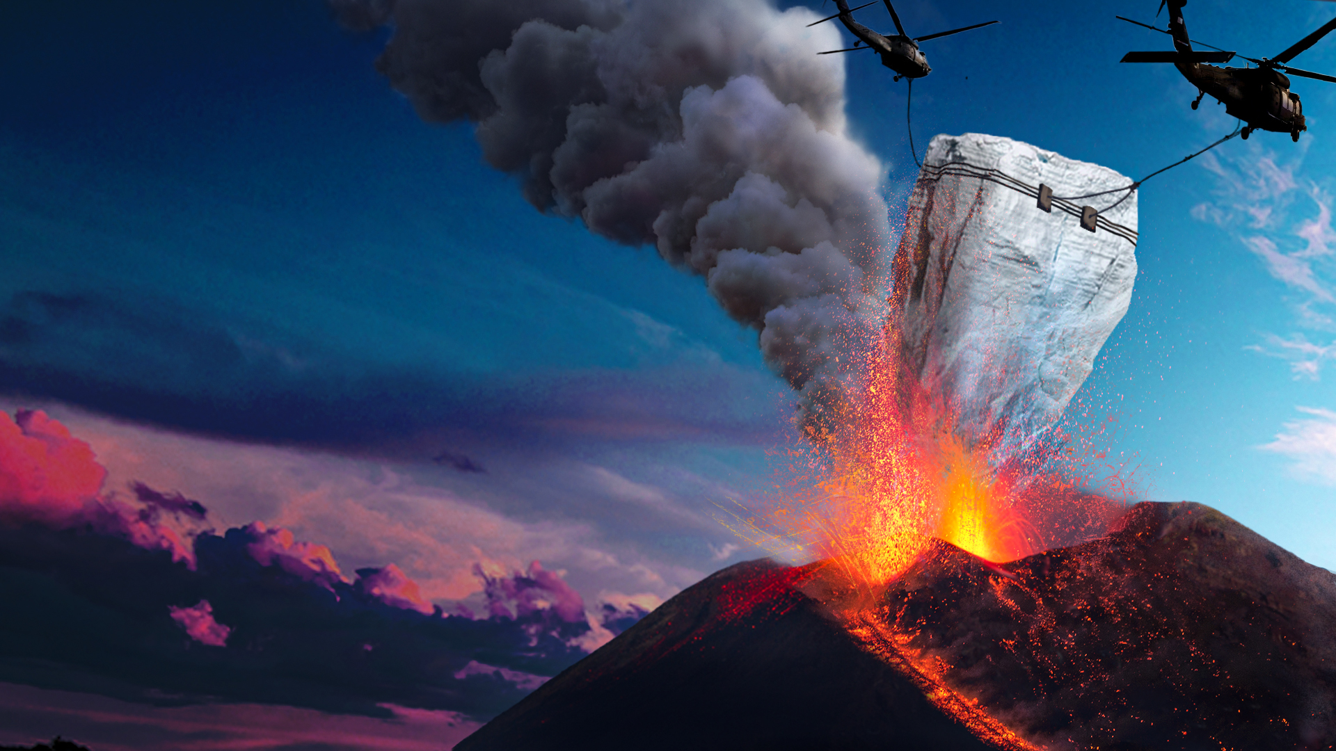 Vụ nổ khi ném túi rác vào núi lửa