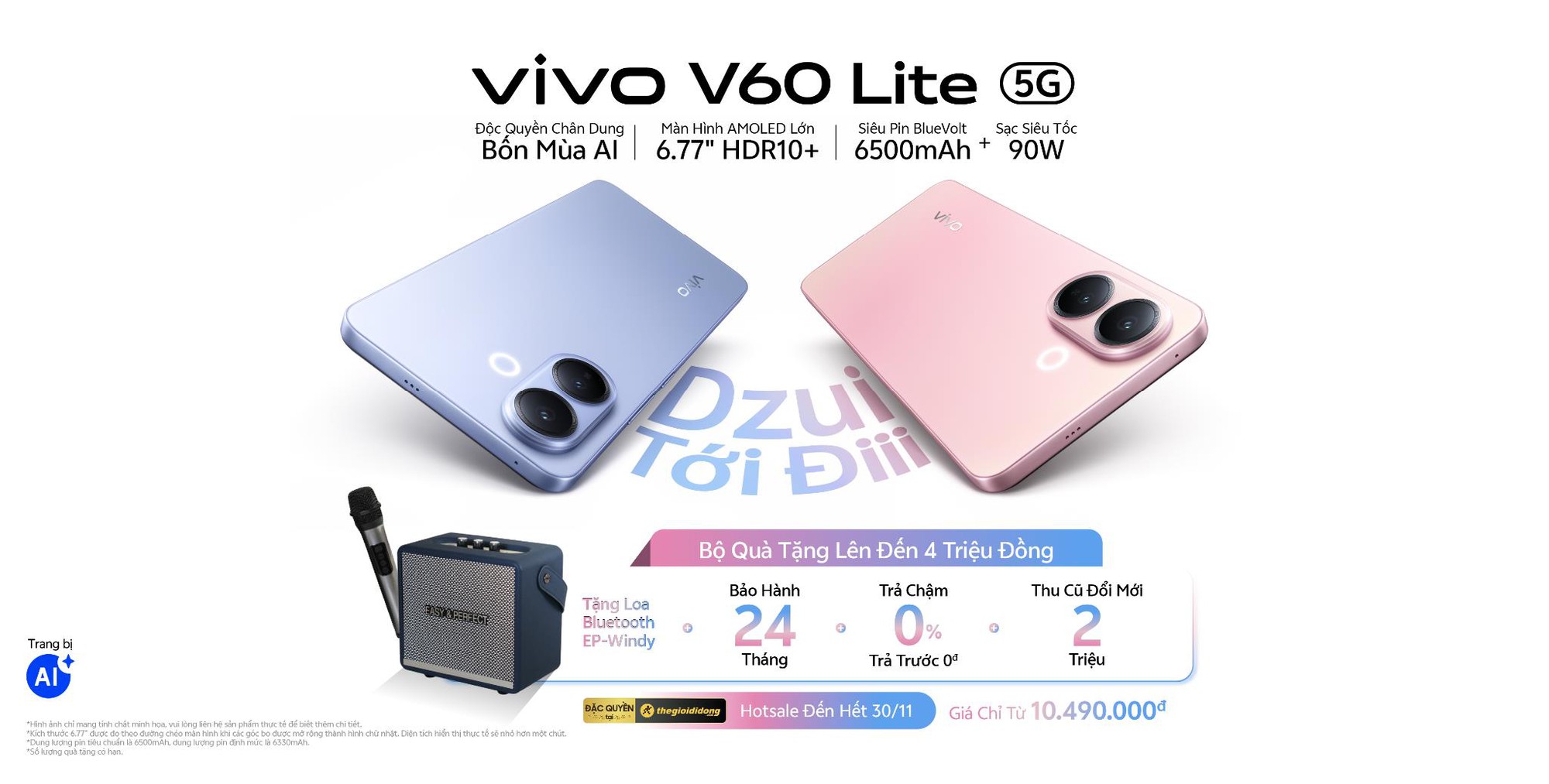 Các ưu đãi hấp dẫn khi mua smartphone V60 Lite 5G