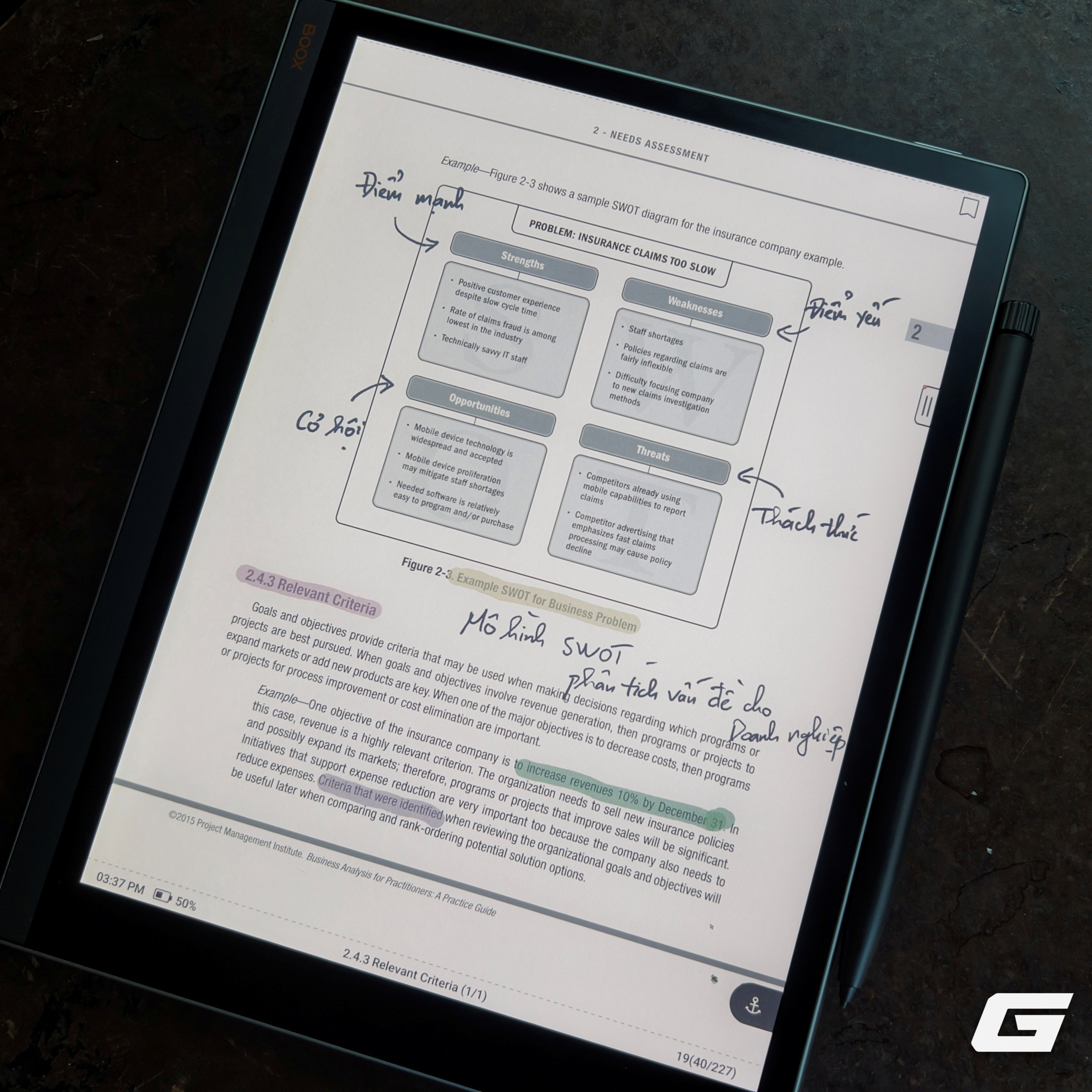 Bút stylus trên máy đọc sách